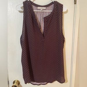 LOFT sleeveless mixed media blouse